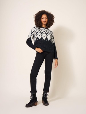 Black Multi White Stuff Black Fairisle Jumper | 09347VIZL