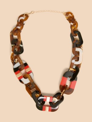 Black Multi White Stuff Jacinda Large Chain Necklace | 72098MUYP