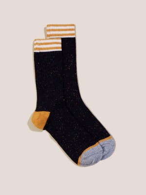 Black Multi White Stuff Sport Rib Boot Socks | 24817COBV