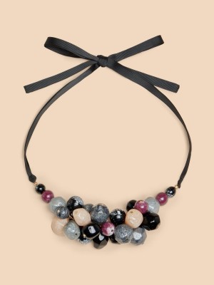 Black Multi White Stuff Sweetpea Multi Bead Necklace | 36709ASHU