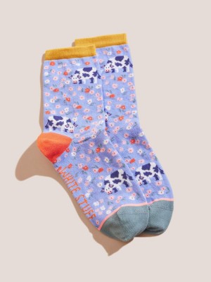 Blue Multi White Stuff Cow Floral Ankle Socks | 41023LRGY