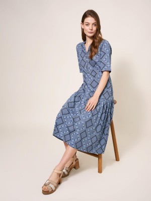 Blue Multi White Stuff Sabina Jersey Midi Dress | 28945OKIB