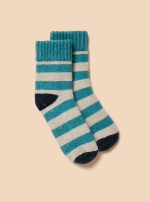 Blue Multi White Stuff Striped Loopback Cosy Sock | 30896VOHC