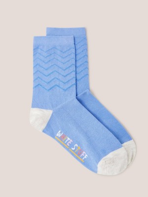 Blue Multi White Stuff Textured Zigzag Ankle Socks | 17896LFGE