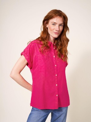 Bright Pink White Stuff Ella Organic Cotton Shirt | 57812QVXH