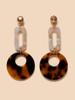 Brown Multi White Stuff Lilias Resin Drop Earring | 23075NWJQ