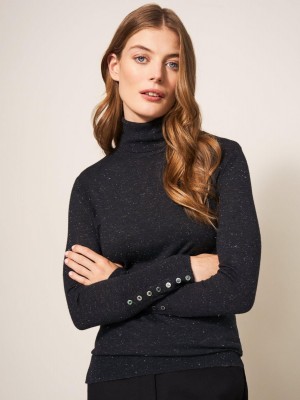 Charcoal Grey White Stuff Sparkle Roll Neck Jumper | 58016GDPF