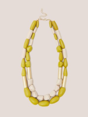 Chartreuse Multi White Stuff Jasmine Bead Necklace | 31654TUAD