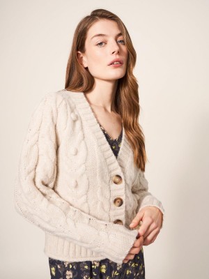 Dark Natural White Stuff Cable Cardi | 26918ANRO