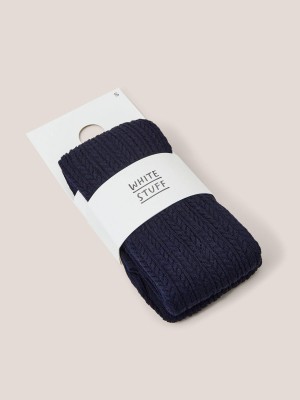 Dark Navy White Stuff Cara Cable Knit Tights | 70328YUHX