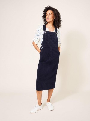 Dark Navy White Stuff Emmie Organic Cord Midi Pinny | 68147RDBK