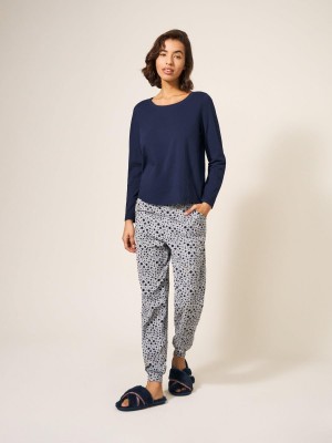 Dark Navy White Stuff Eva Jersey Pj Top | 41760DBPQ