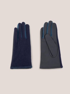 Dark Navy White Stuff Lucie Leather Glove | 09126ZPJO