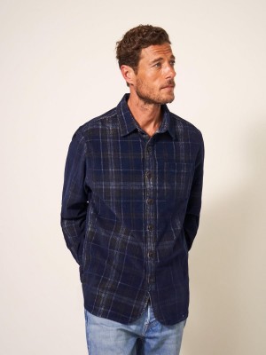 Dark Navy White Stuff Whitwick Cord Check Shirt | 64179WITA