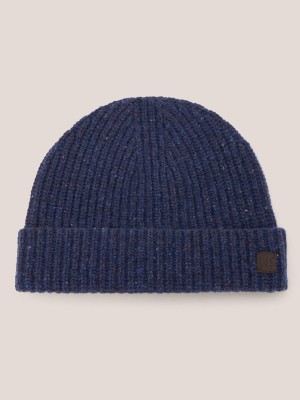 Dark Navy White Stuff Wool Ribbed Beanie | 70645THYK