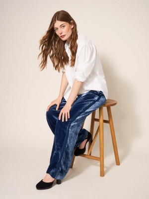 Deep Blue White Stuff Jenny Velvet Wide Leg Trouser | 09764VWKE