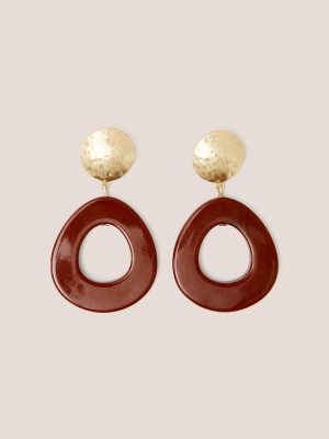 Deep Red White Stuff Jasmine Resin Earring | 37980NKSU