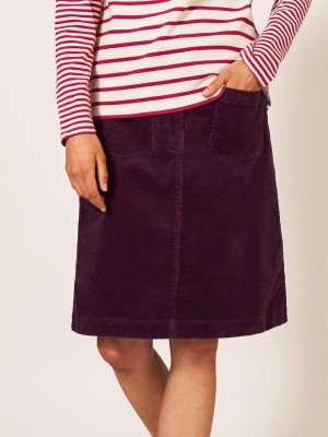 Dk Plum White Stuff Melody Organic Cord Skirt | 46803YVLC