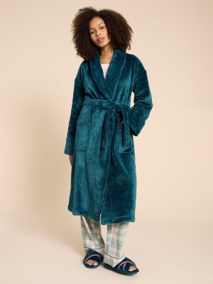 Dk Teal White Stuff Clover Cosy Dressing Gown | 06895PHNU