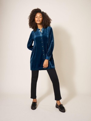 Dk Teal White Stuff Farley Velvet Tunic | 74162PIQM