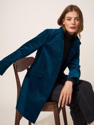 Dk Teal White Stuff Karla Smart Velvet Coat | 45237CTJQ