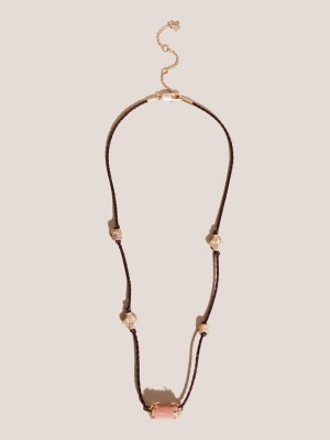 Dusty Pink White Stuff Cord Stone Necklace | 95407GBET