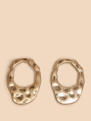 Gold Tone Metallic White Stuff Giacinta Hammered Earring | 10395VYIK