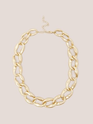 Gold Tone Metallic White Stuff Giacinta Chain Necklace | 46297LUVX