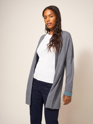 Grey Marl White Stuff Laura Longline Cardi | 59310ABGZ