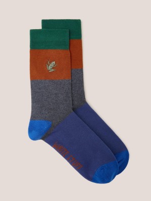 Grey Multi White Stuff Frog Embroidered Ankle Sock | 58720LYMS