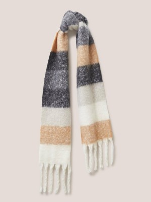 Grey Multi White Stuff Shelly Skinny Brushed Scarf | 64751IQVJ