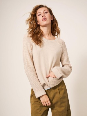 Light Natural White Stuff Tyne Crew Neck Jumper | 94107PHSN