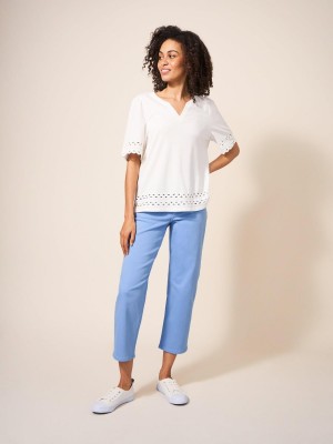 Mid Blue White Stuff Blake Straight Crop Jeans | 49632PUXJ