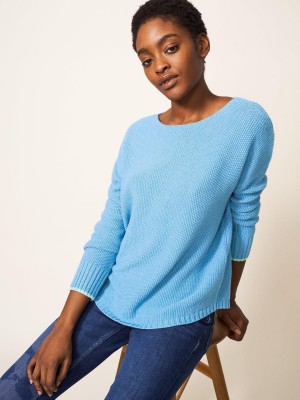 Mid Blue White Stuff Southbank Jumper | 54236HWQX