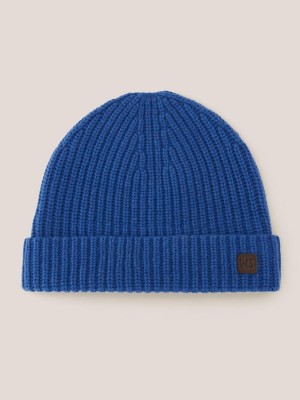 Mid Blue White Stuff Wool Ribbed Beanie | 93157KLOP