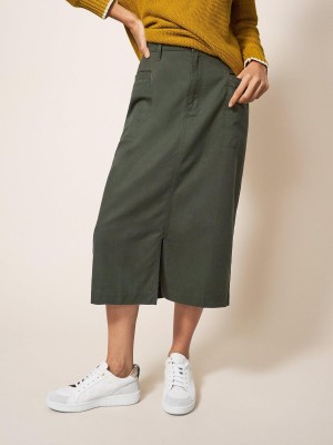 Mid Green White Stuff Penny Midi Skirt | 24791EJLT