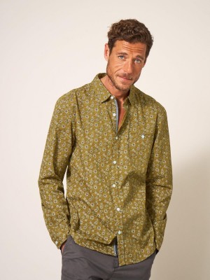 Mid Green White Stuff Scattered Flower Printed Shirt | 75063AGRM