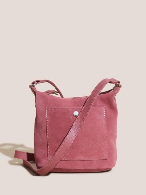 Mid Pink White Stuff Mini Fern Suede Crossbody | 84153SYGF