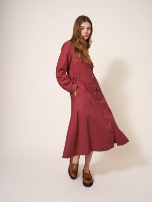 Mid Plum White Stuff Jade Cord Shirt Midi Dress | 80327KEOP