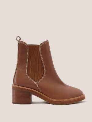 Mid Tan White Stuff Connie Leather Chelsea Boot | 57428SFWD