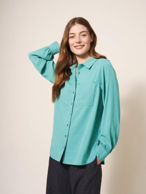 Mid Teal White Stuff Ella Shirt | 68091ZBMP