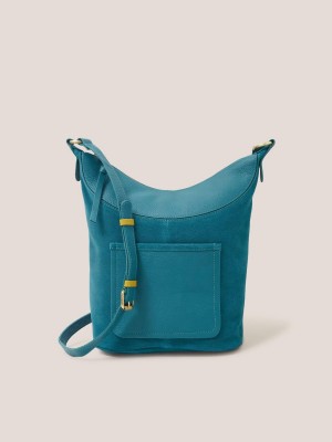 Mid Teal White Stuff Fleur Suede Crossbody | 51642JNPD