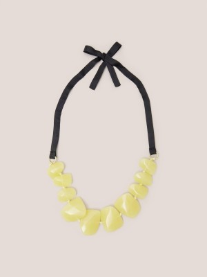 Mid Yellow White Stuff Magnolia Resin Necklace | 13472YXDK