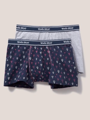 Navy Multi White Stuff 2 Pack Boxers Plain And Print | 24583ABJN