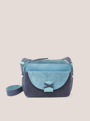 Navy Multi White Stuff Lola Leather Camera Bag | 73094LKZI