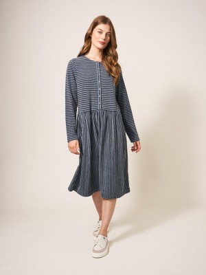 Navy Multi White Stuff Marsia Stripe Jersey Dress | 30496NPJI