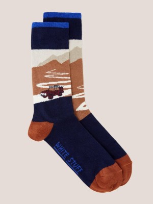 Navy Multi White Stuff Roadtrip Scenic Ankle Sock | 92834DMSH