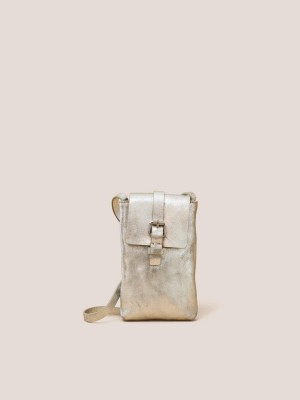 Pewter Metallic White Stuff Clara Buckle Phone Bag | 16403TSUG