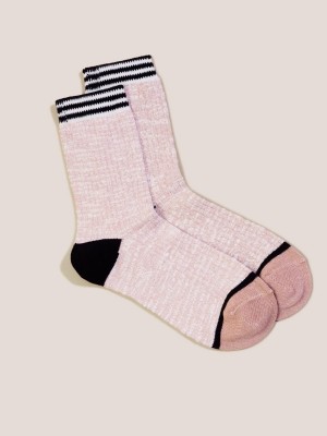 Pink Multi White Stuff Sport Rib Socks | 10798EKSC