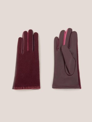 Plum Multi White Stuff Lucie Leather Glove | 38964PECO